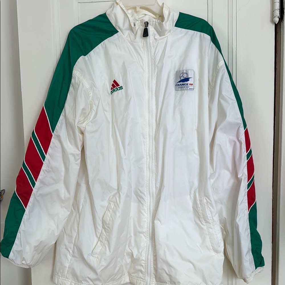 Adidas White and Green Jacket